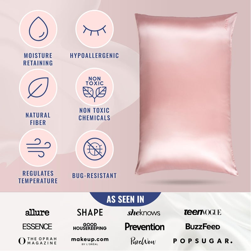 Blissy Silk Pillowcase - 100% Pure Mulberry Silk - 22 Momme 6A High-Grade Fibers - Silk Pillow Cover for Hair & Skin - Regular, Queen & King (Pink, Queen) - Image 4